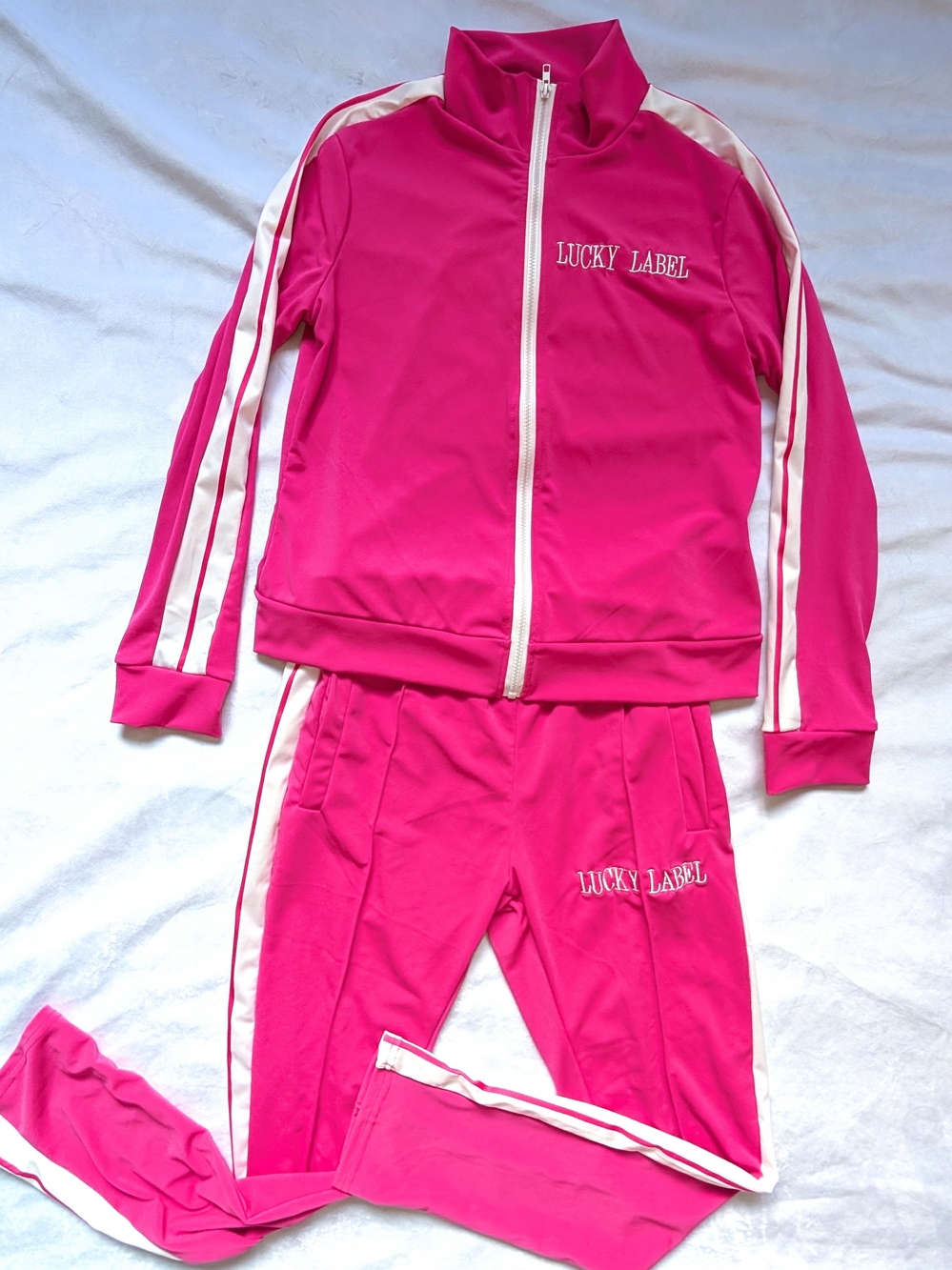 Lucky Label XL Tracksuit Set Zipper Track Jacket Trackpants Sports Gym Pink
